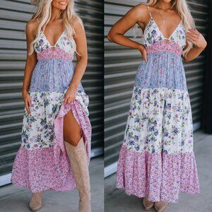 Angie size large floral cottage maxi dress